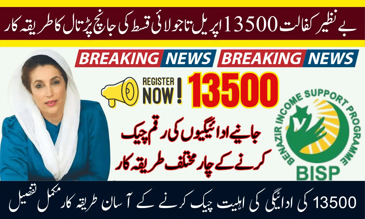 Benazir Kafalat April to July Installment Checking Procedure